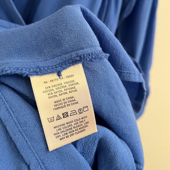 Anthropologie Maeve Lene Crepe Wrap Dress Blue Large - Picture 6 of 8